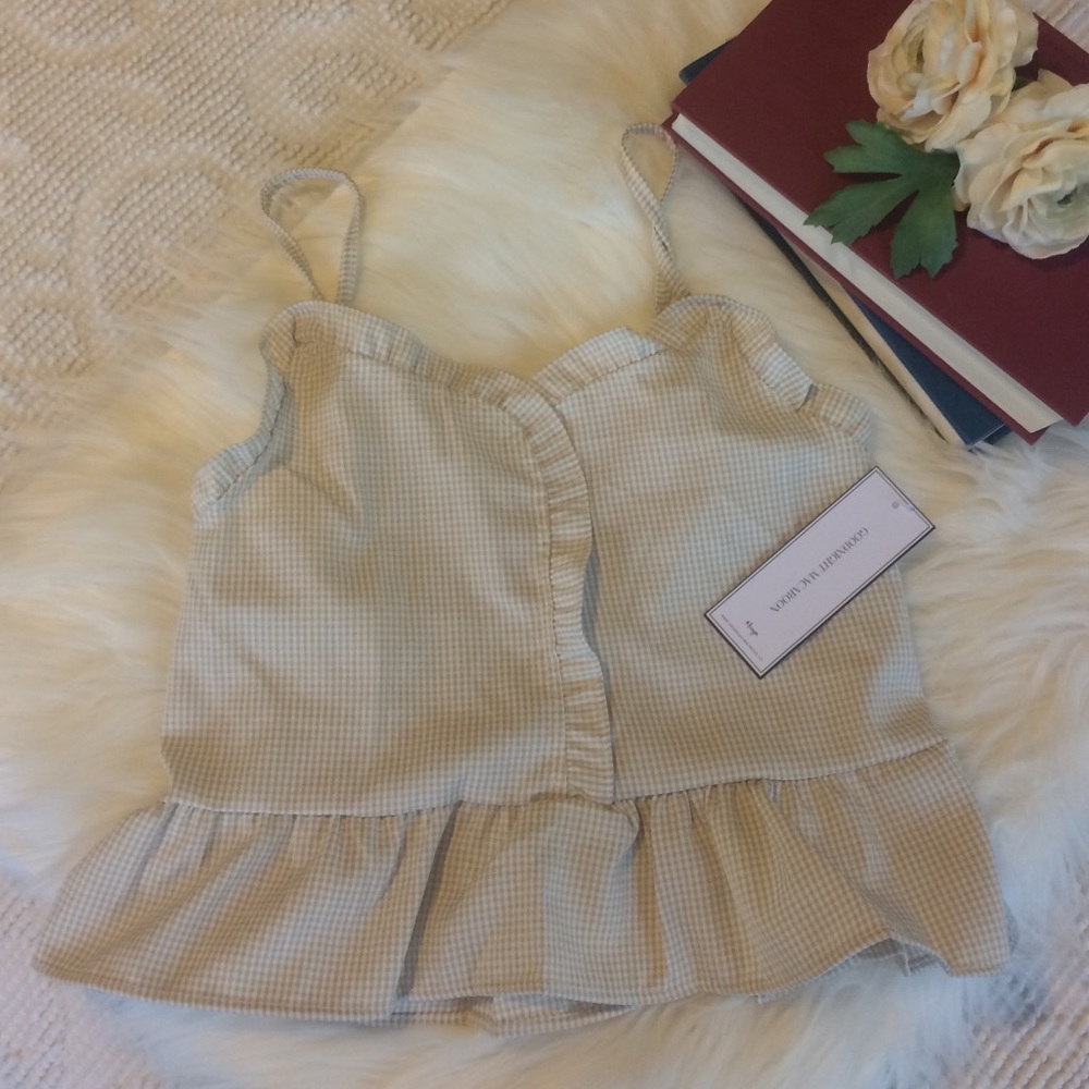 Goodnight macaroon gingham ruffle cropped tank